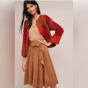 Anthropologie brown faux suede A-line midi skirt | Suze US 6